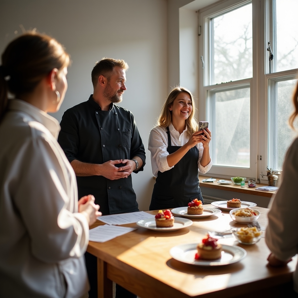 Sesiune de grup la atelierul de fotografie culinară