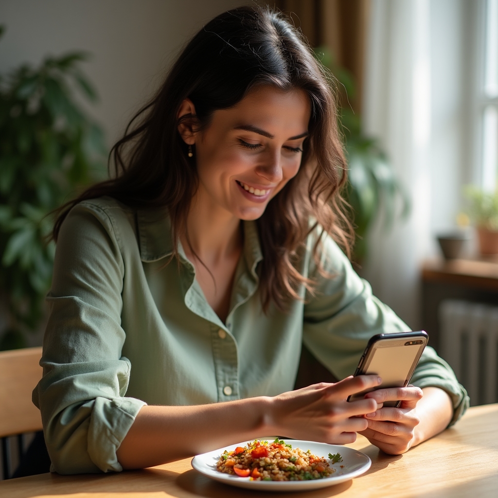 Sesiune de editare fotografii culinare pe telefon